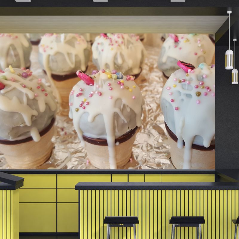 Customized Dessert Wall Mural Mildew Resistant Wallpaper for Commerce Shop