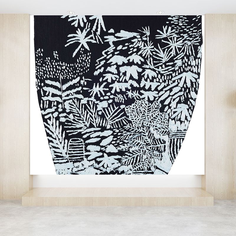 Giant Hand Printed Mural Decal Black and White Non-Woven Wall Art for Home Decor, Personalised