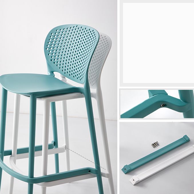Industrial Stackable Armless Bar Stool Plastic Low Back Bar Stool