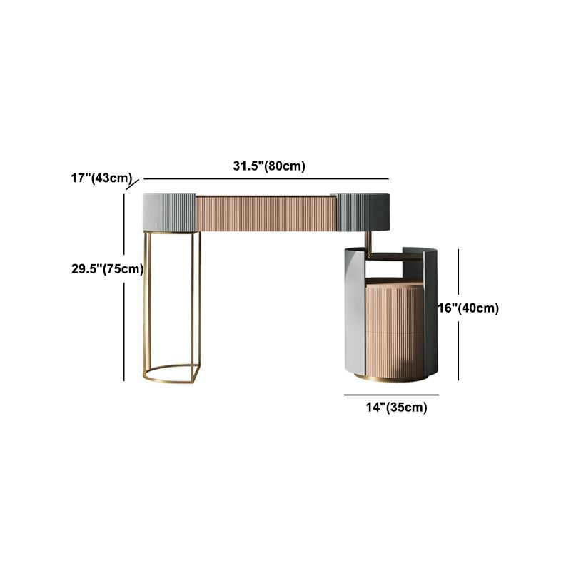 Contemporary Wood Makeup Vanity Set Glass Top Vanity Dressing Table