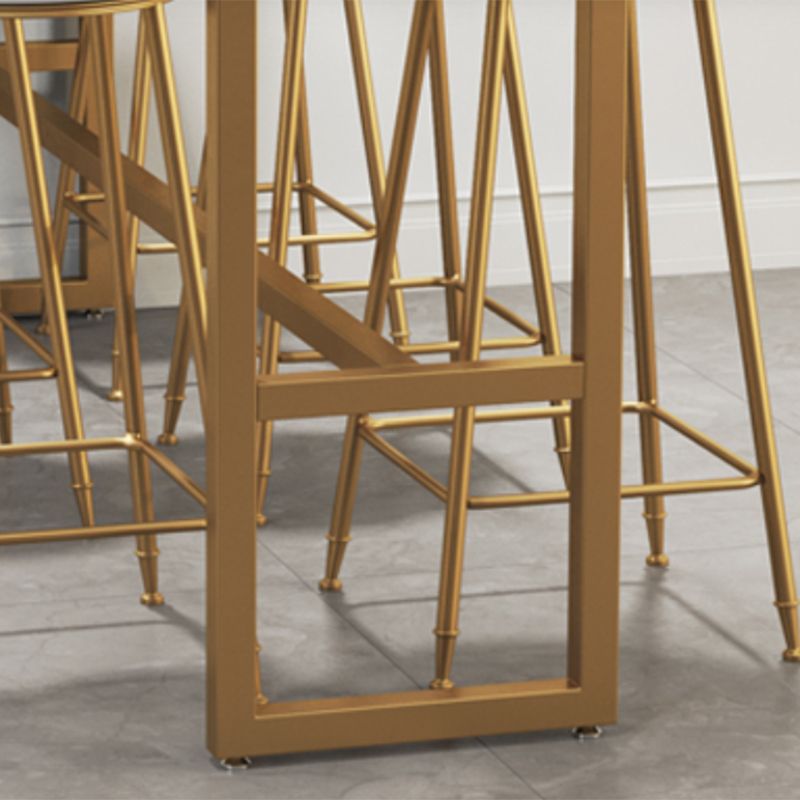 Rectangle Faux Marble Bar Height Table Contemporary Trestle Base Bar Table