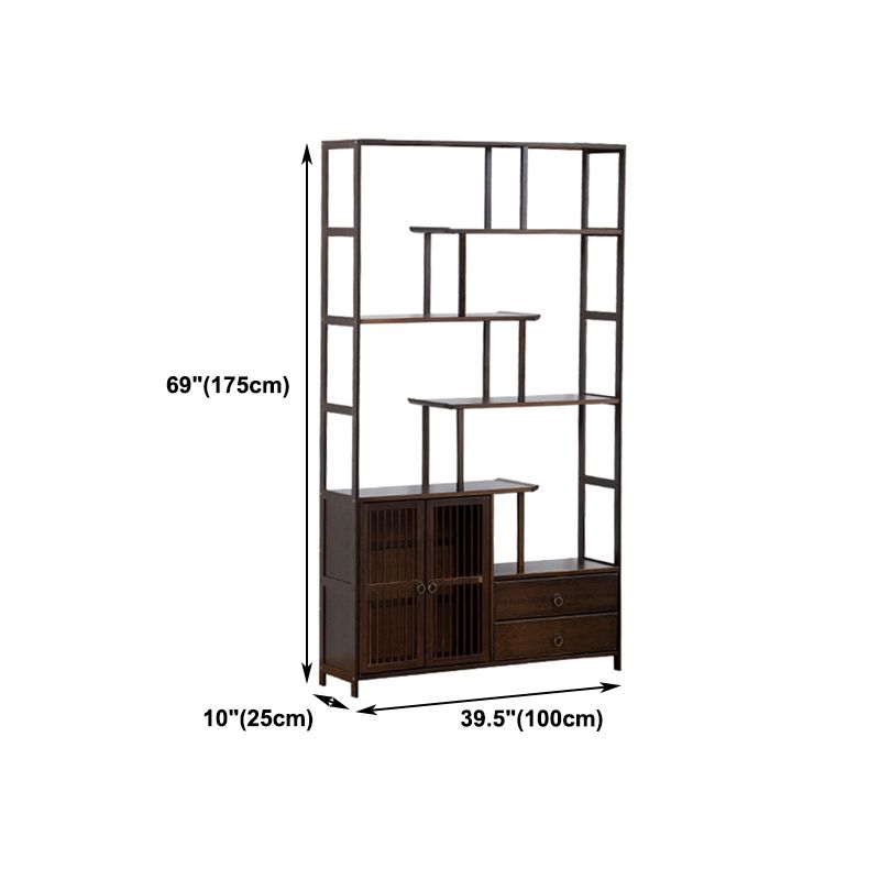 Espresso Shelf Bookcase with Doors Open Back Bookshelf for Office