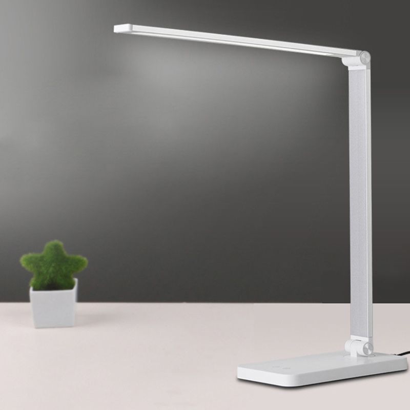 Lampe de table USB avec contrôle tactile, tâche de table pliante en métal clair pour la chambre