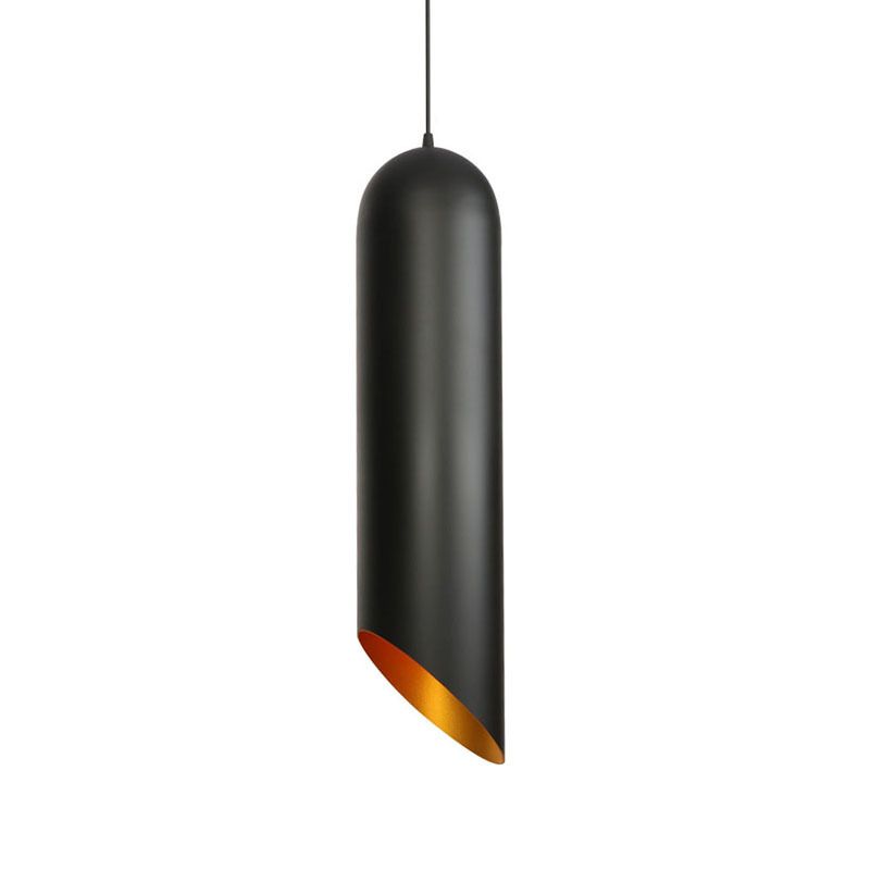 Post-modern Style Metal Hanging Light 1-Light Frosted Black Bedroom Pendant Lamp with 39.3" Adjustable Suspension Wire