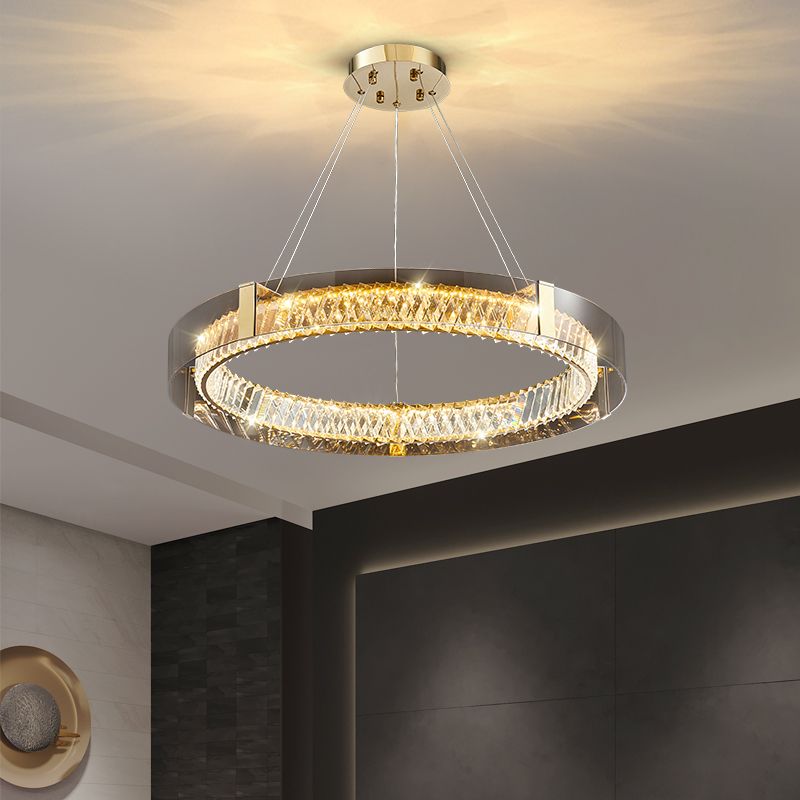 Luce a ciondolo a LED a LED CRYSTALE in lampadario moderno in acciaio inossidabile in stile lusso per camera da letto