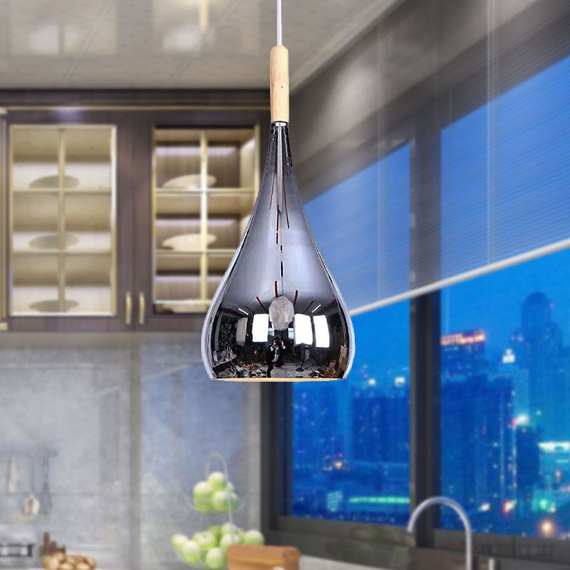 1 lágrima lágrima de lágrima lámpara colgante de lágrima contemporánea cromada/oro colgante de metal de metal de oro para cocina para cocina