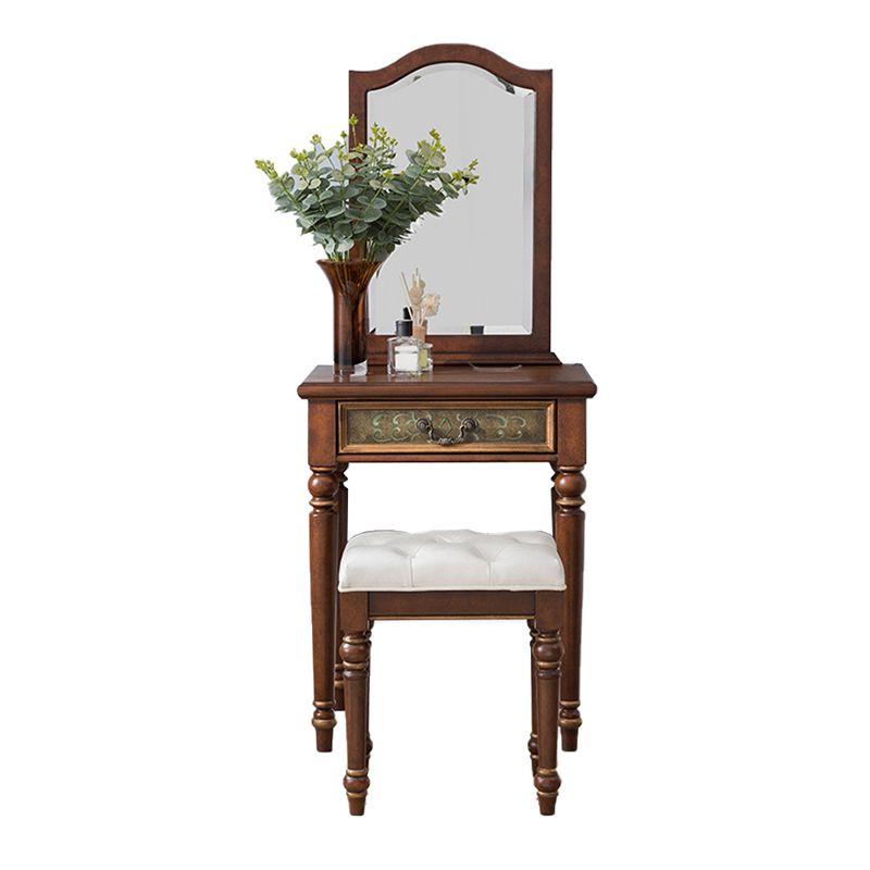 Victorian Vanity Set Solid Wood Drawers Included Makeup Dressing Table With Mirror & Stool