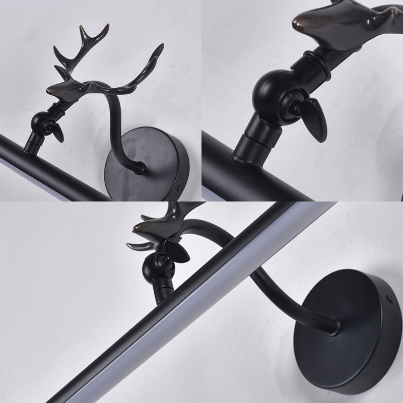 Lineaire ijdelheid lamp traditioneel 18 "/23" /29,5 "brede led metaal sconce lamp in het zwart voor badkamer