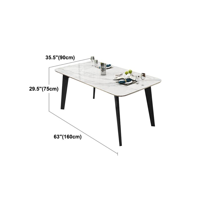 Marble White Tone Dining Table Simplicity 4 Legs Table for Dining Room
