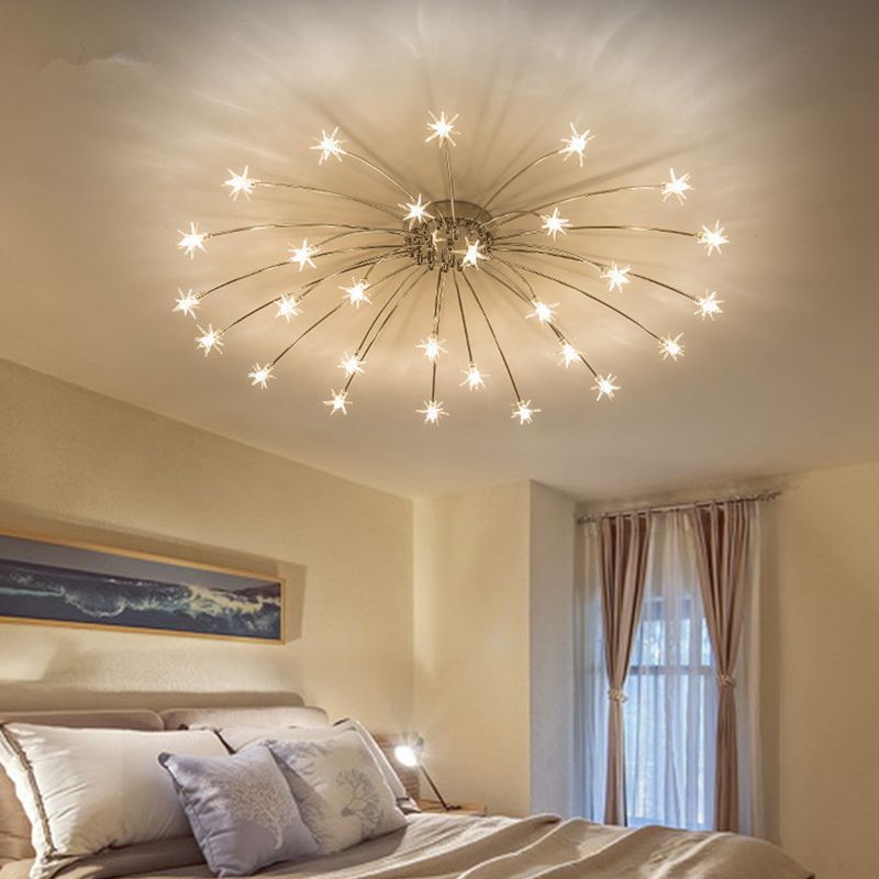 Lámpara de techo Radial Star en soporte semiempotrado LED de metal de estilo moderno y lujoso para dormitorio