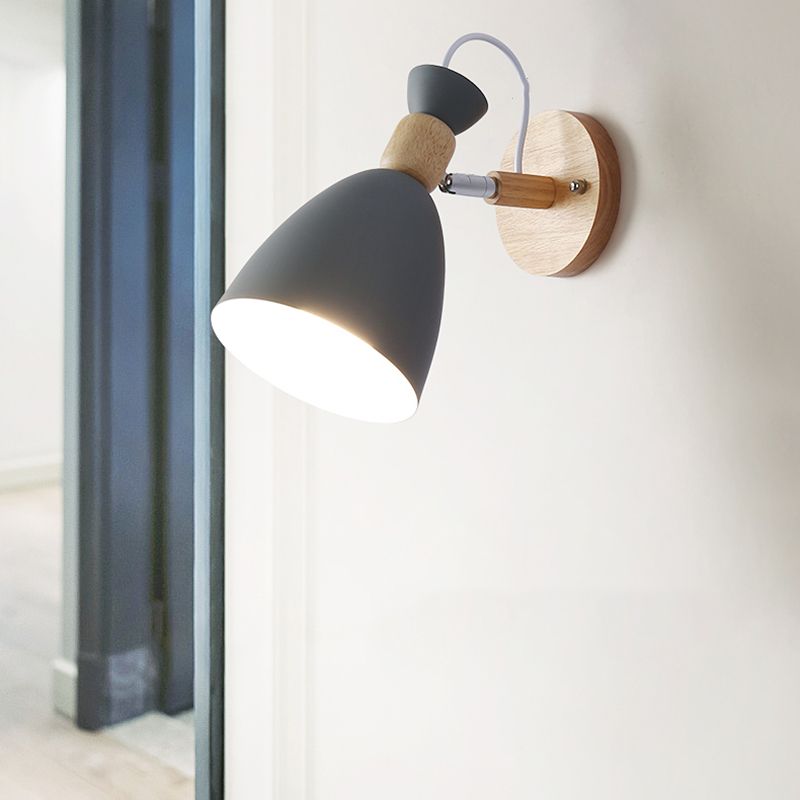 Nordic Style Colorful Wall Light Bell Shape Adjustable Wall Lamp for Bedroom