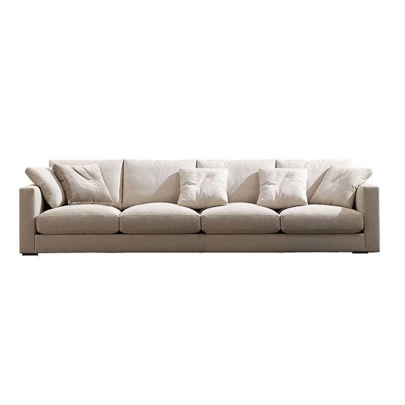 Square Armrest Latex/sponge Upholstery Filled Wood Base Off-white Rectangular Sofa