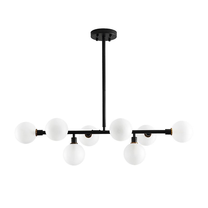 Glass Sputnik Island Pendant Light in Modern Simplicity Wrought Iron Hanging Light for Dining Room