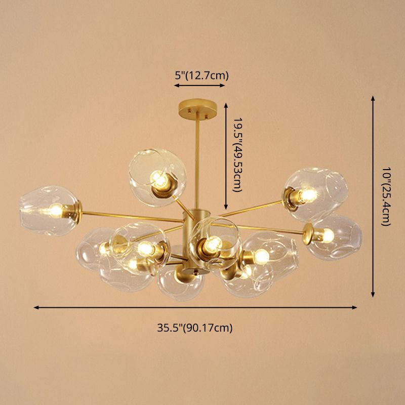 Starburst Chandelier Light Fixture Modern-Style Glass Living Room Ceiling Chandelier in Gold