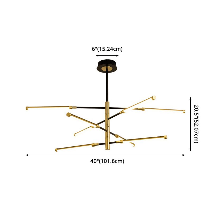 Simplicity Linear Chandelier Light Fixture Metal Living Room LED Chandelier Lamp