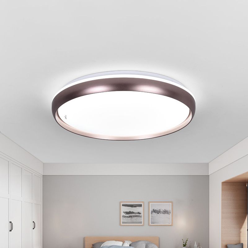 Slim Round Ceiling Lamp Modernism Metallic LED Dark Brown/Copper/Dark Gold Flush Mount Lighting Fixture for Parlor