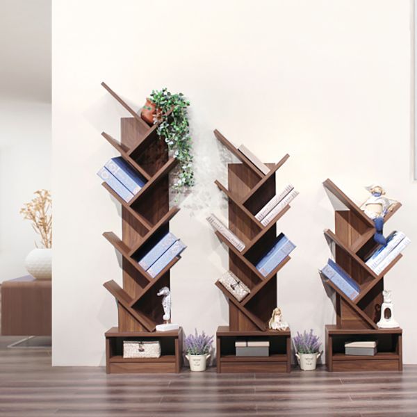 Modern Closed Back Bookshelf Manufactured Wood Vertical Bookcase for Home