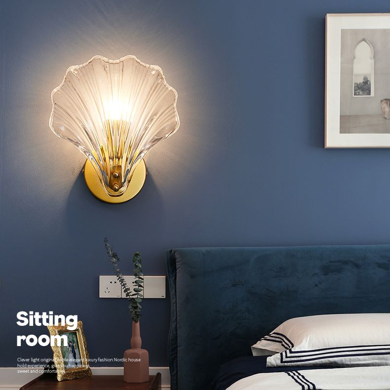 Shell Wall Mounted Light Fixture Contemporary Simplicity Glass Wall Lights for Corridor