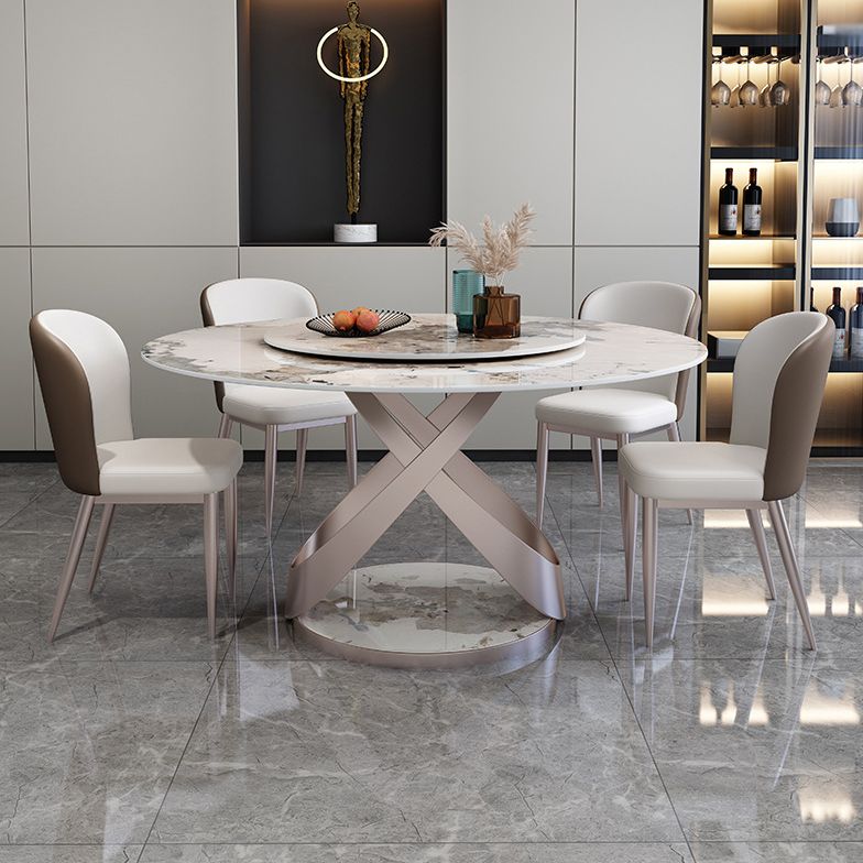 Nordic Round Sintered Stone Dining Table of 5/7 with Pedestal Base Dining Set for Restaurant