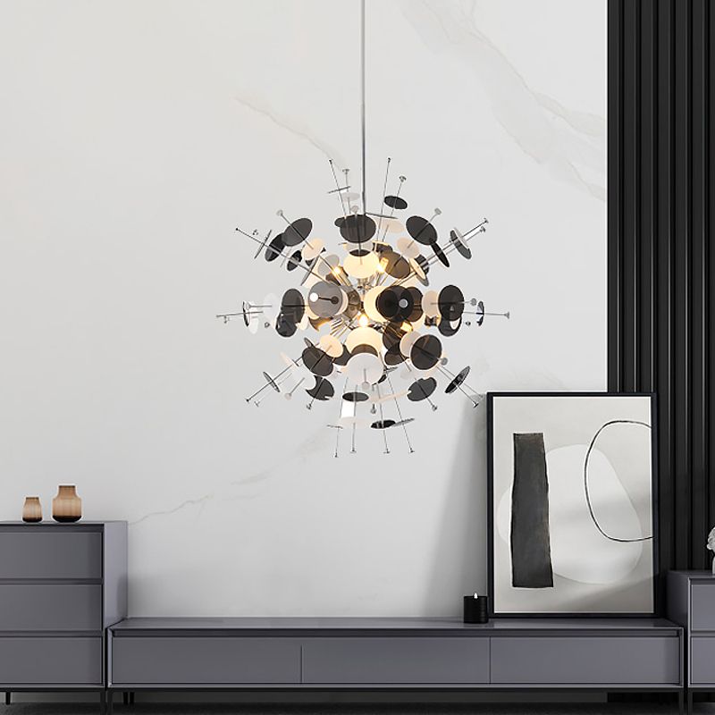 Luz de metal moderno de lámpara de la esfera múltiple en negro/dorado con panel pequeño para cafetería