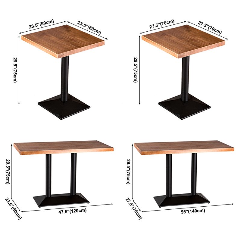 Solid Wood Industrial Style Dining Table Brown Table with Black Frame for Dinning Room