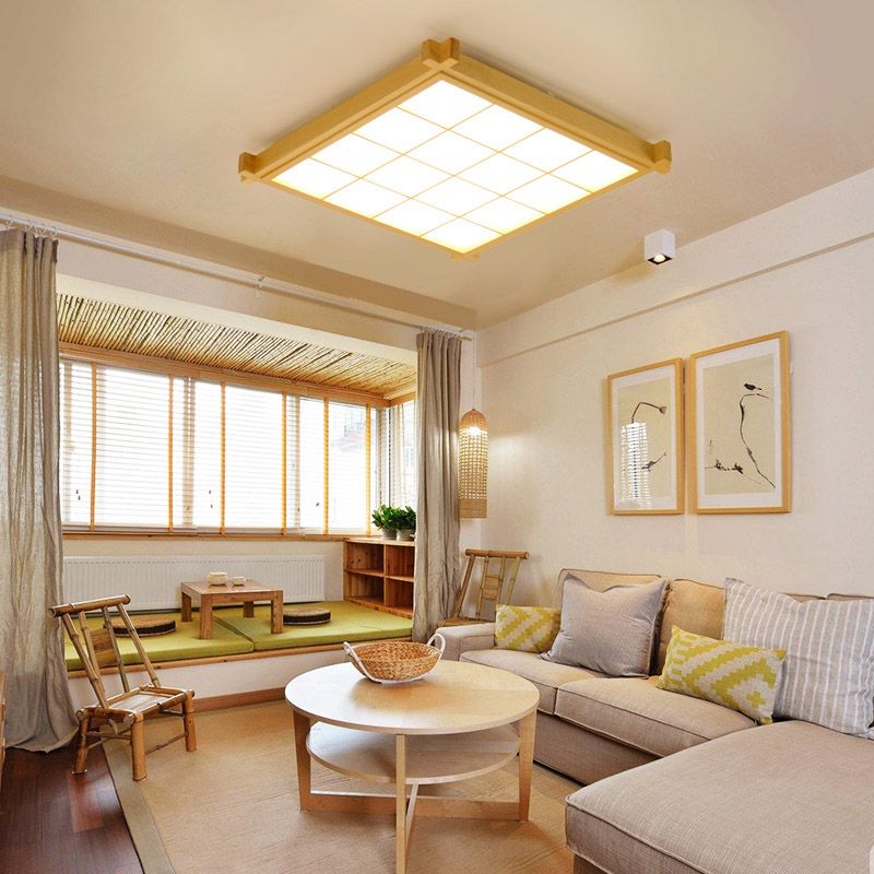 Houten inbouw plafondverlichtingsarmatuur Moderne LED-plafondlamp voor woonkamer