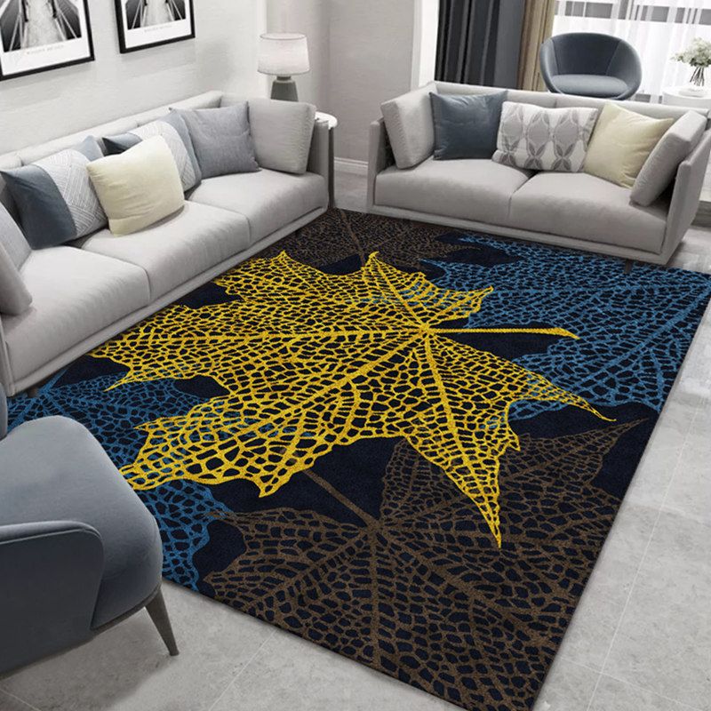 Glam Nordic Area Rug Multi-Colored Plant Carpet Stain Resistant Washable Anti-Slip Backing Rug for Sitting Room