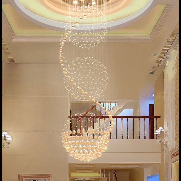 Spiral Droplet Hanging Light Fixtures Modern Simple Stainless Steel Ceiling Pendant for Stairwell