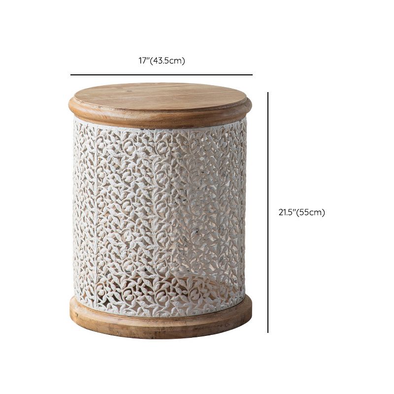 French Country Corner Table Round Solid Wood Accent Side Table