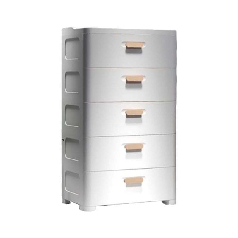 Scandinavian Kids Nightstand Plastic Nursery Dresser with 5 Drawers