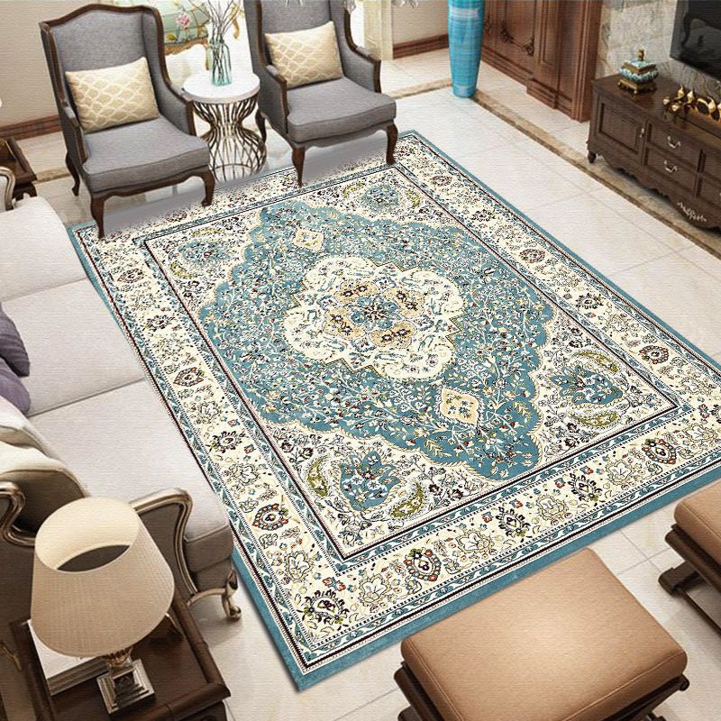 Traditional Indoor Rug Medallion Pattern Area Rug Washable Carpet with Non-Slip Backing