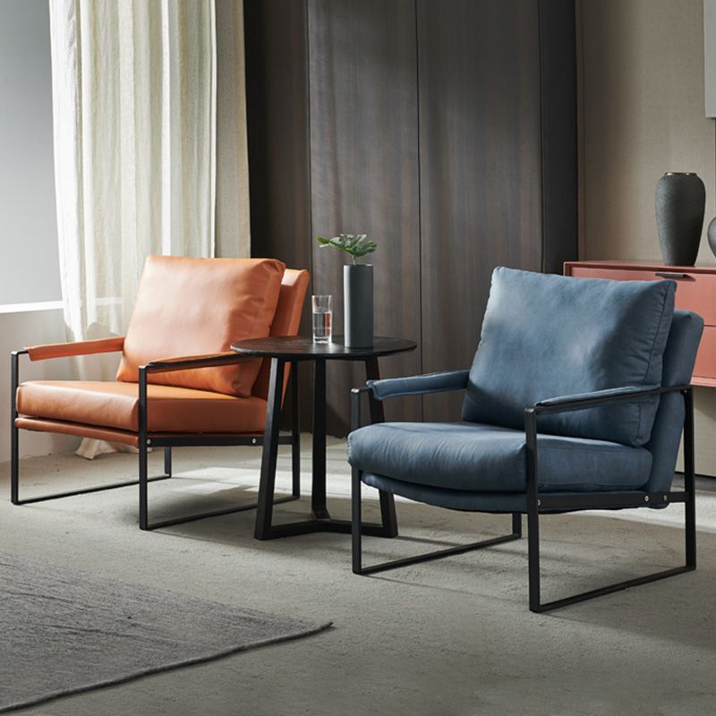 Solid Color Office Leather Arms Included with Cushion with Black Legs Armchair