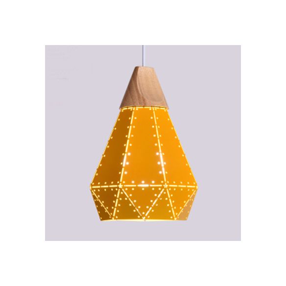 Restaurant le plafond en forme de diamant métal et bois macaron style bleu / vert / rose / jaune éclairage pendant