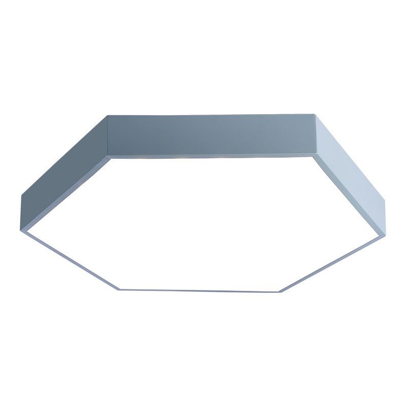 Plafonnier LED en forme d'hexagone moderne en fer macaron, 1 lumière, encastré pour chambre à coucher