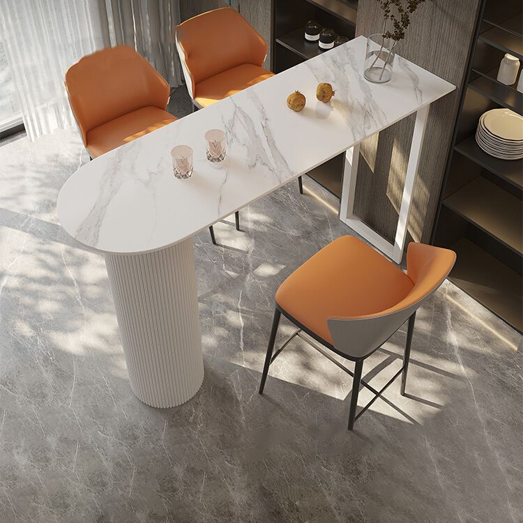 Contemporary Bar Wine Table Stone Bar Dining Table with Double Pedestal