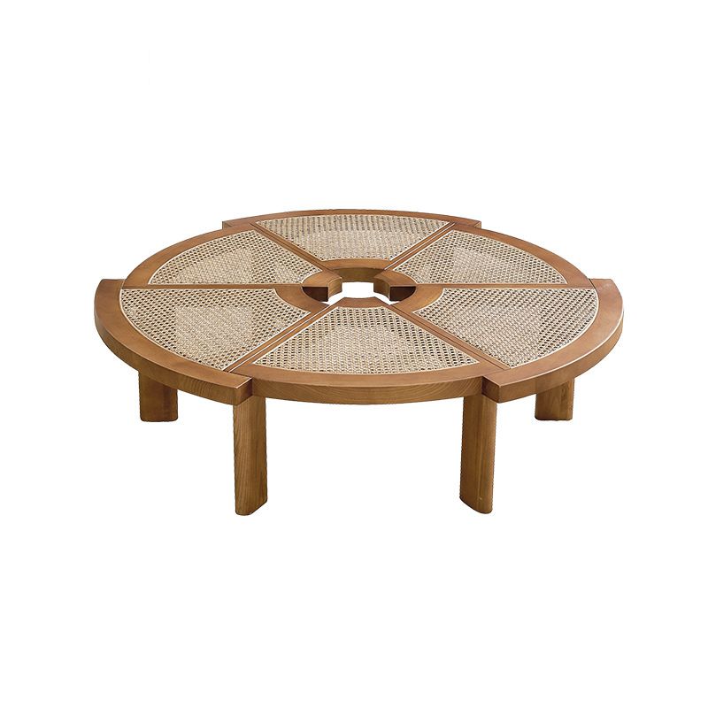 6 Legs Single Coffee Table Wooden Modernism Brown/Beige/Black Cocktail Table