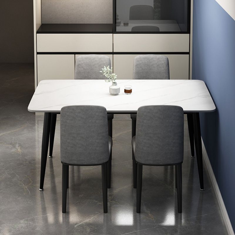 Rectangular Stone Round Table Modern Dining Table Furniture with Metal Base
