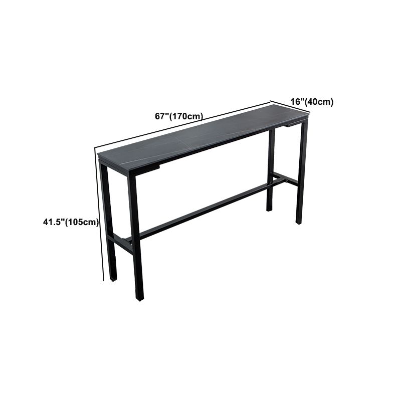 Contemporary Style Bar Table Stone Bar Dining Table with Footrest