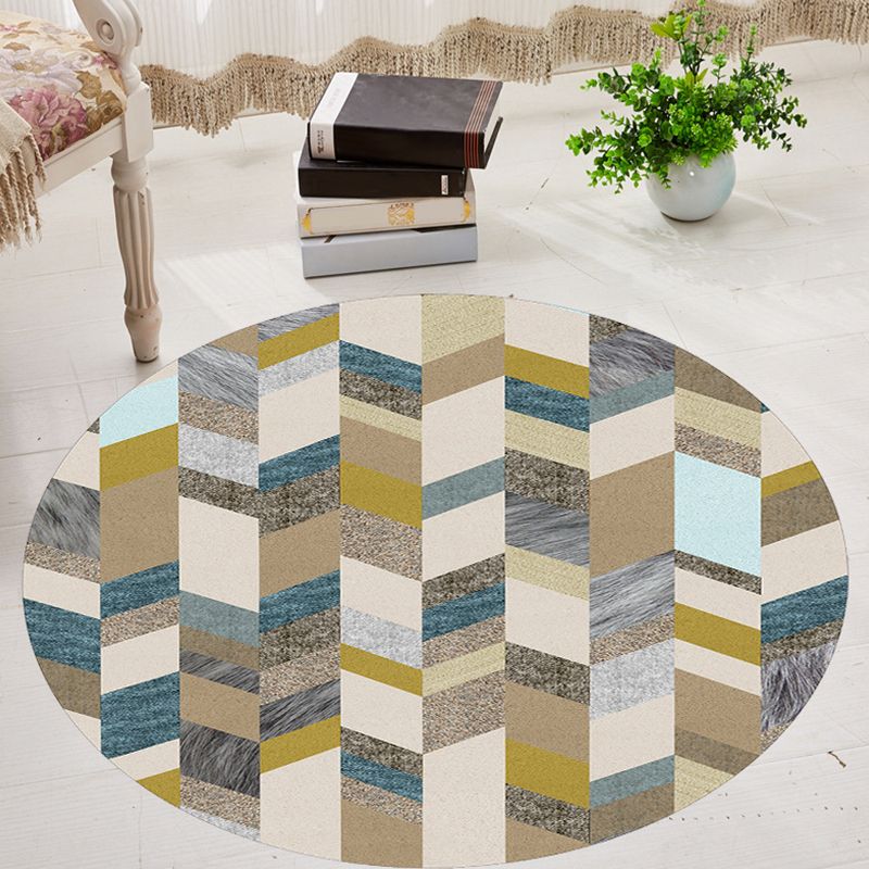 Modernism Geometric Pattern Rug Multicolor Polyester Rug Washable Pet Friendly Non-Slip Area Rug for Living Room
