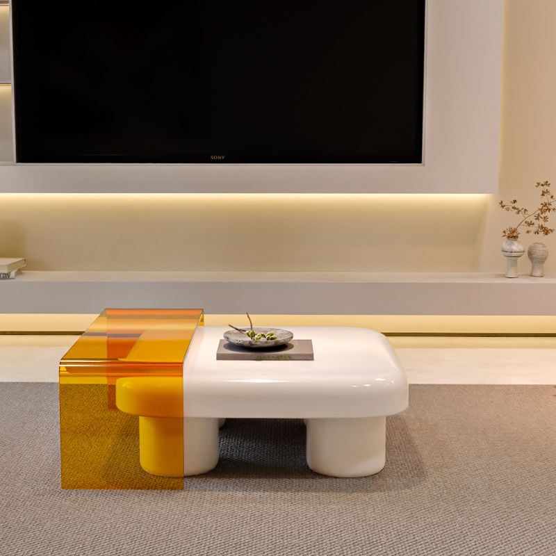Contemporary 2 Nesting Coffee Table Set Square 4 Legs Cocktail Table