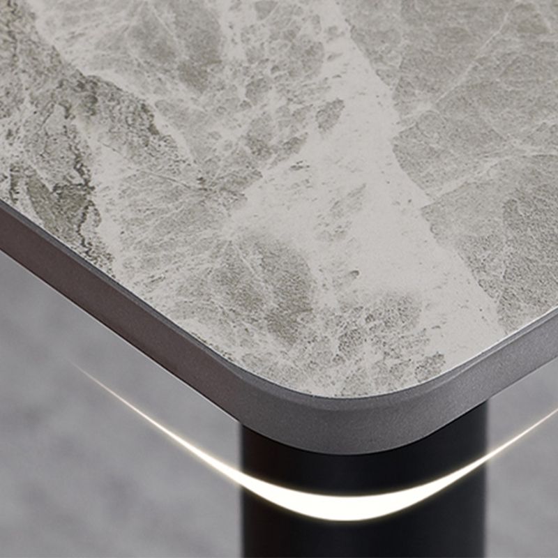Metal Industrial Rectangle Dining Table Sintered Stone Top Indoor Table with Black Legs