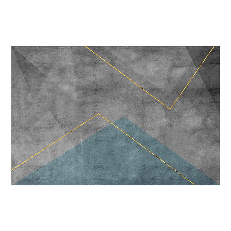 Grey Geometric Print Carpet Modern Polyester Area Rug Stain Resistant Rug for Home Decor