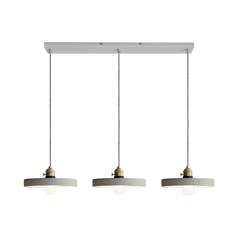 3-Light Multi Pendant Light Vintage Restaurant Hanging Lamp Kit with Bell/Cone/Drum Cement Shade in Grey, 3"/5"/6" Height