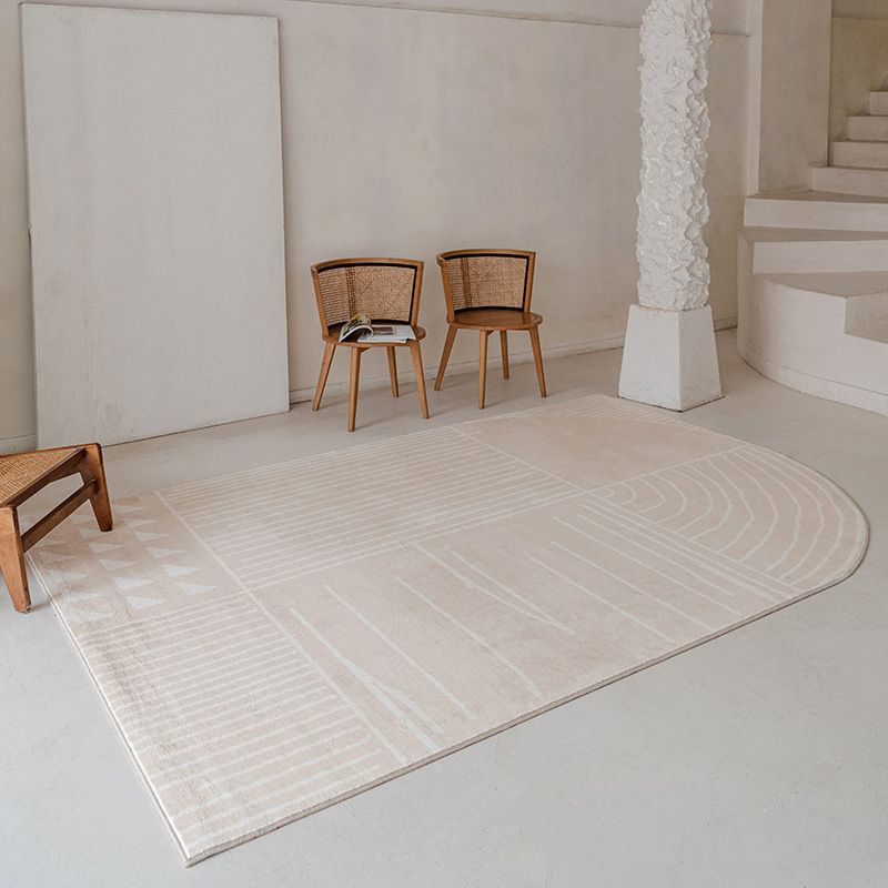 Gray Modern Carpet Polyester Line Carpet Washable Area Carpet for Living Room