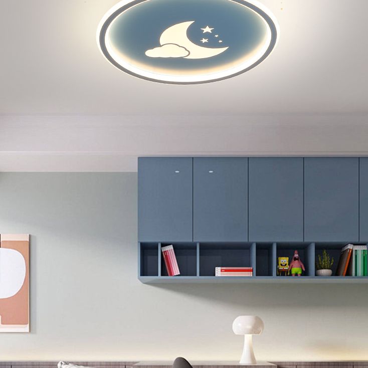 Lámparas de luz de Luna y estrella 1 lámparas modernas de techo de dormitorio incorporadas de metal ligero
