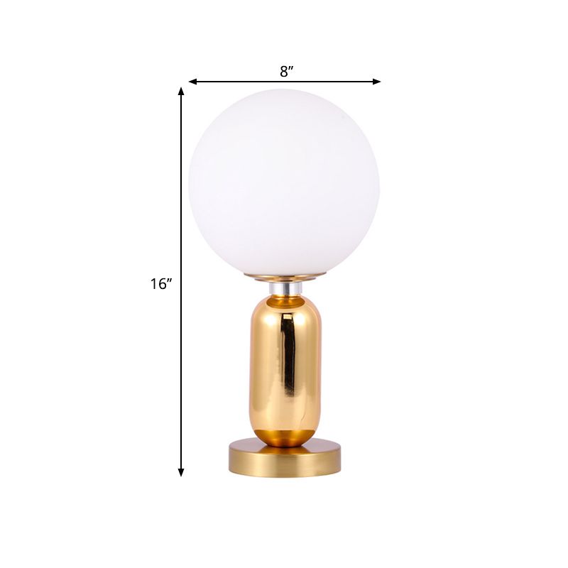 Contemporary Ball Shape Wall Lamp White Glass Single Light Study Room Wall Mounted Lighting with Metal Base in Gold