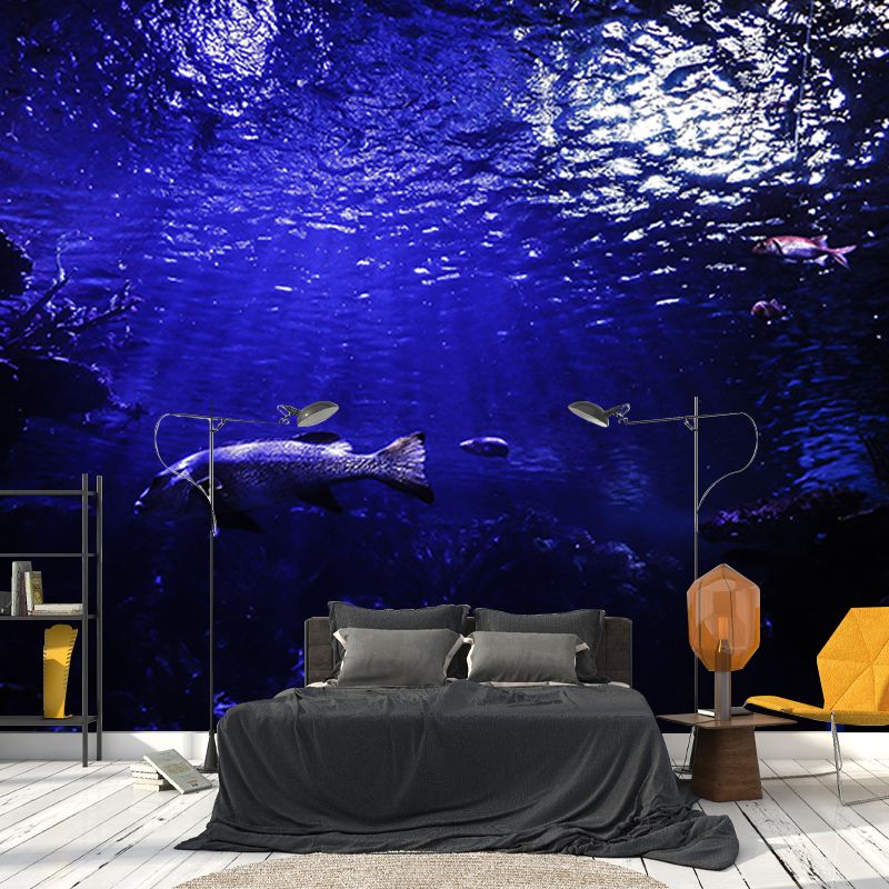 Environment Friendly Resistant Mural Wallpaper Marine Life Sleeping Room Wall Mural