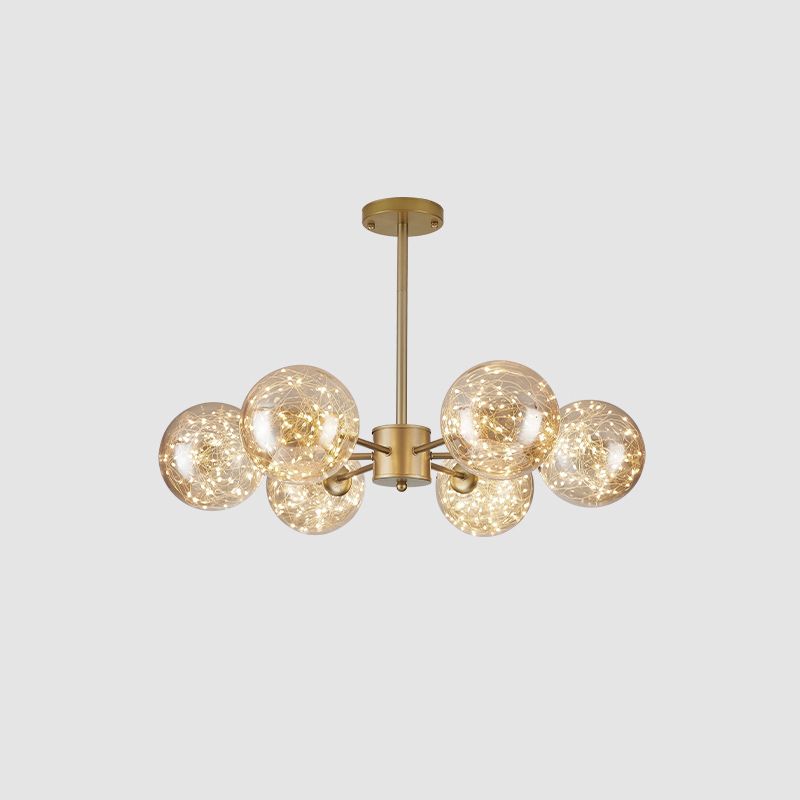 Semplicità Globe ombre sospensione radiale Sospensione vetro trasparente in vetro soggiorno Lampone a LEDELIER