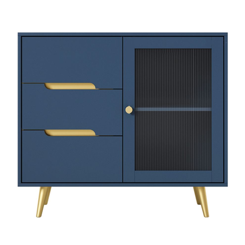 35.5"L Glass Door Wood Sideboard Modern Credenza with Storage and Drawer for Living Room