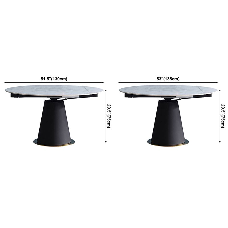 Modern Style Sintered Stone Dining Table White Round Table with Pedestal